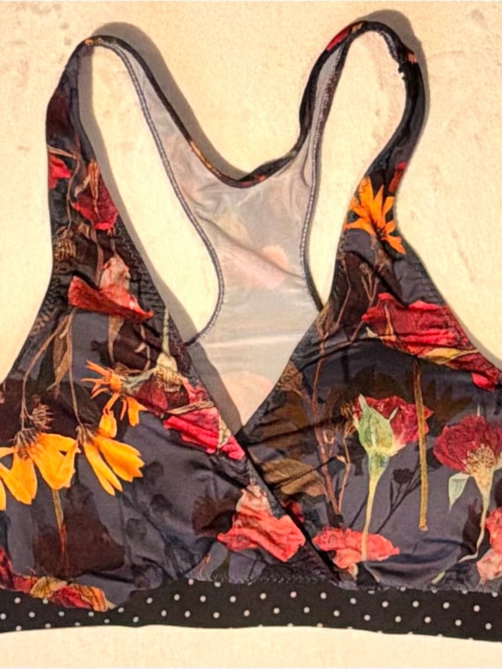 Majamas Floral Racerback Bralette in Black with Multicolor Floral Print